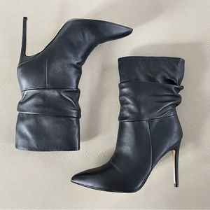 Nine West Womens JENN Black Leather Boots Booties Sz 12 - New